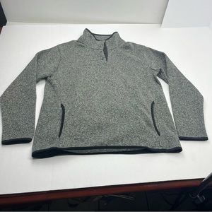Eddie Bauer Women Size Large Grey Gray Quarter Snap Pullover Pockets Fall Winter